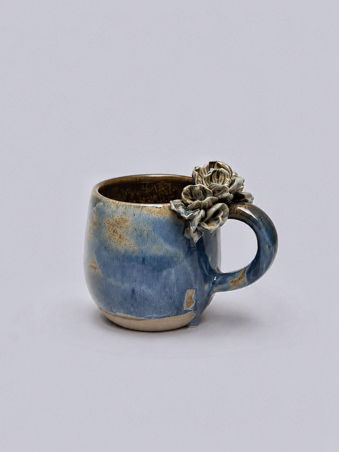 Taza de Cerámica - Asa Decorada Flores azul