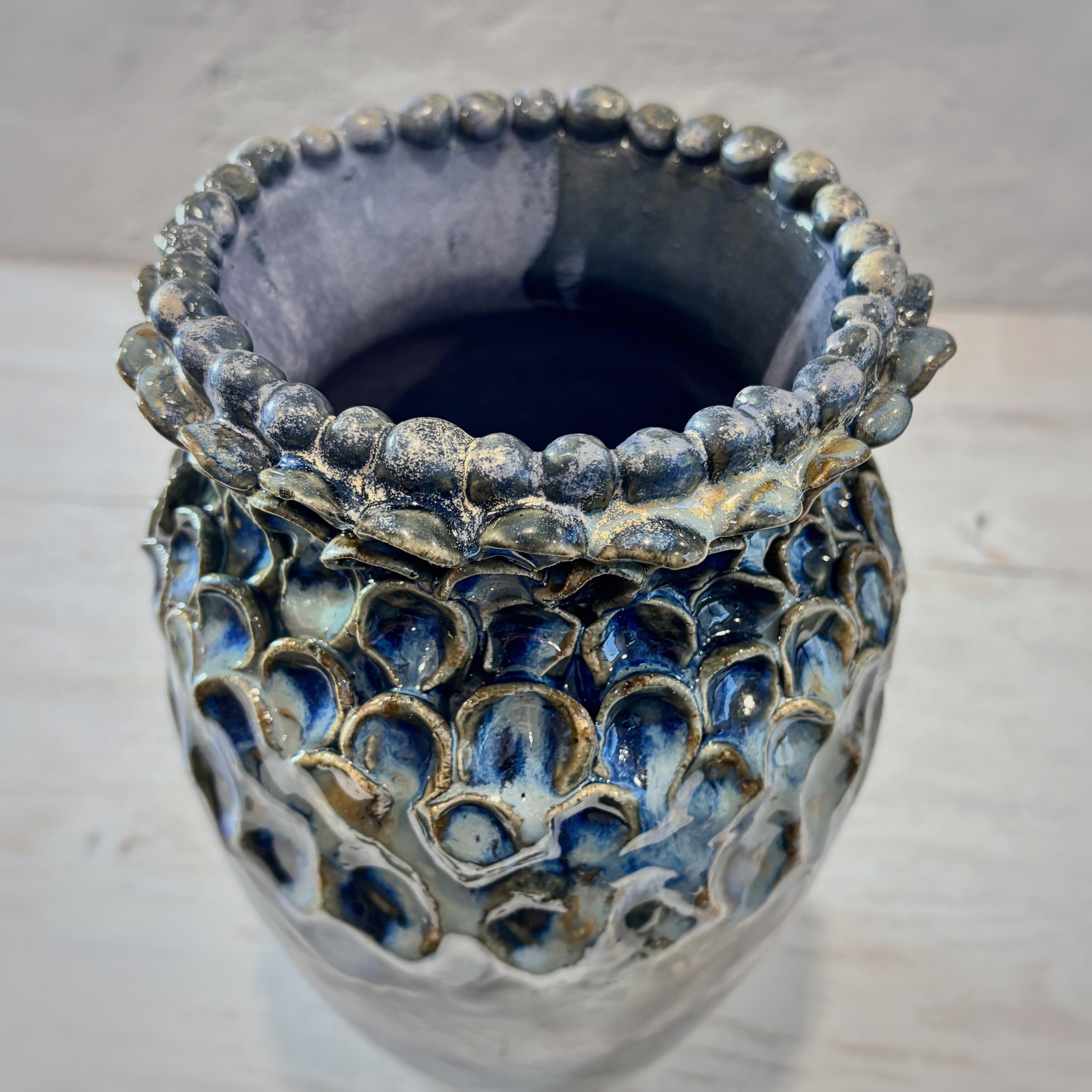 Jarrón de Ceramica en azules