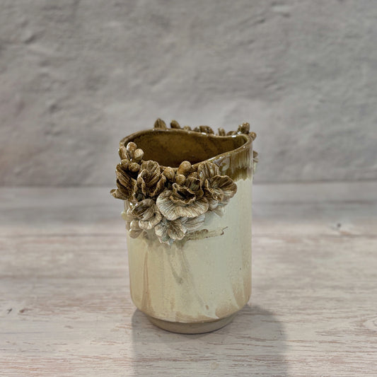 Jarrón de Ceramica Flores  verdes