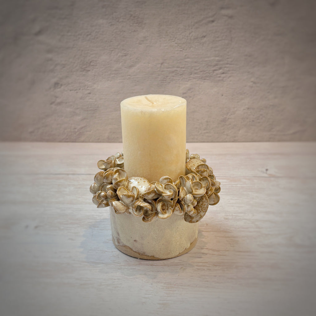Porta velas - cerámica - hortensia arena