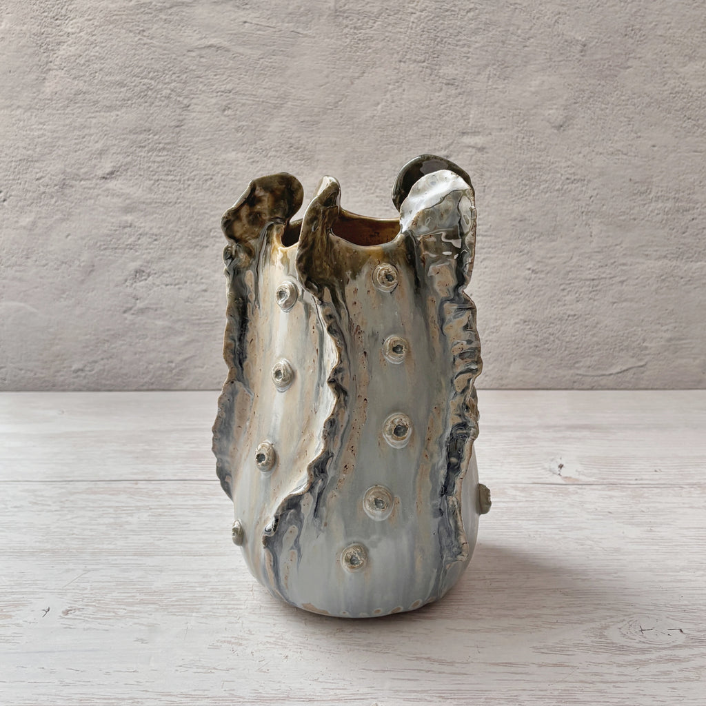 Jarrón Corales en azules y arena