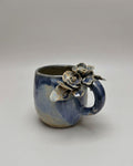 Taza de Cerámica - Asa Decorada rosas azul.