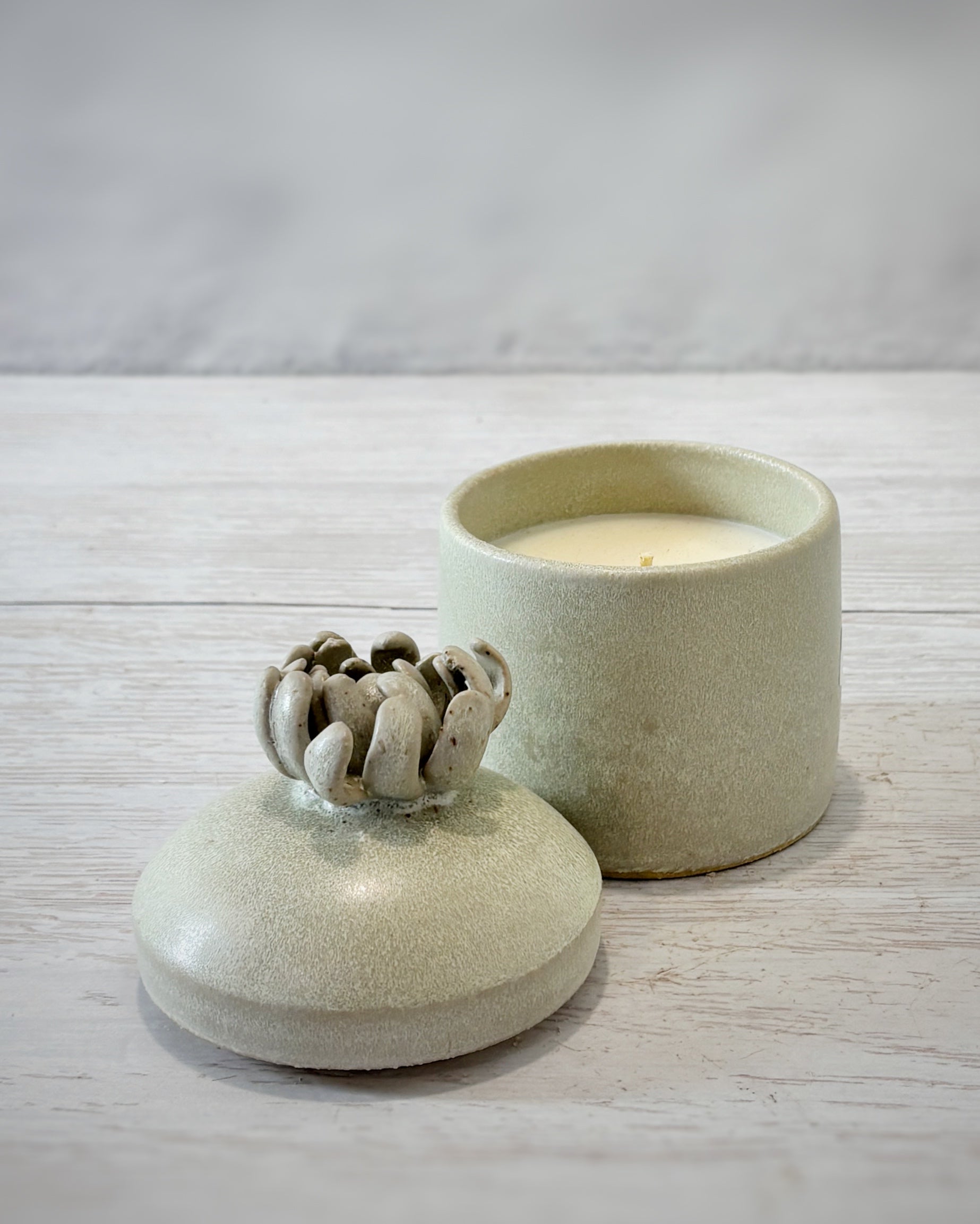 Vela en cofre de cerámica Floral -Crisantemo