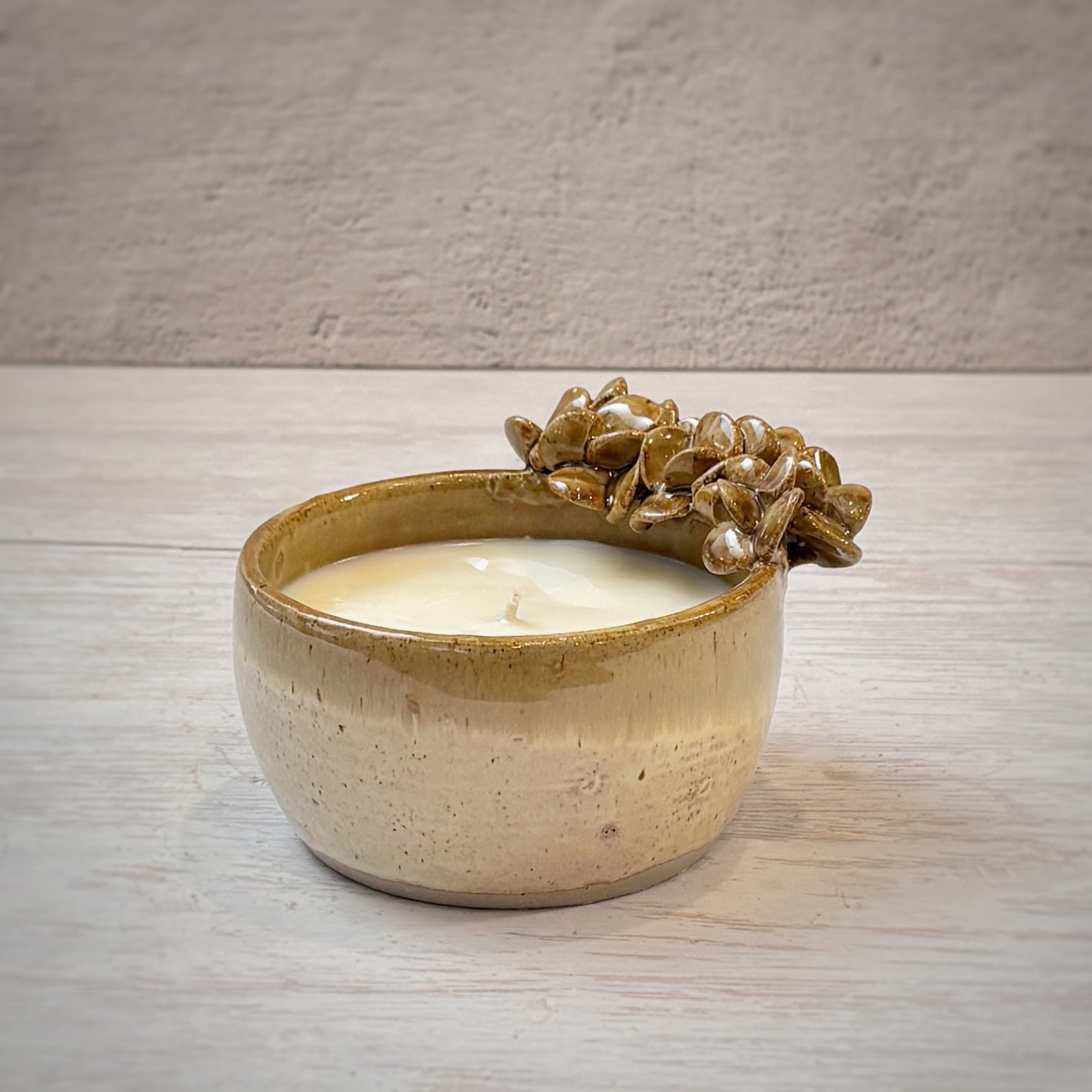 Velas aromáticas en bowl de Cerámica - suculentas verde arena