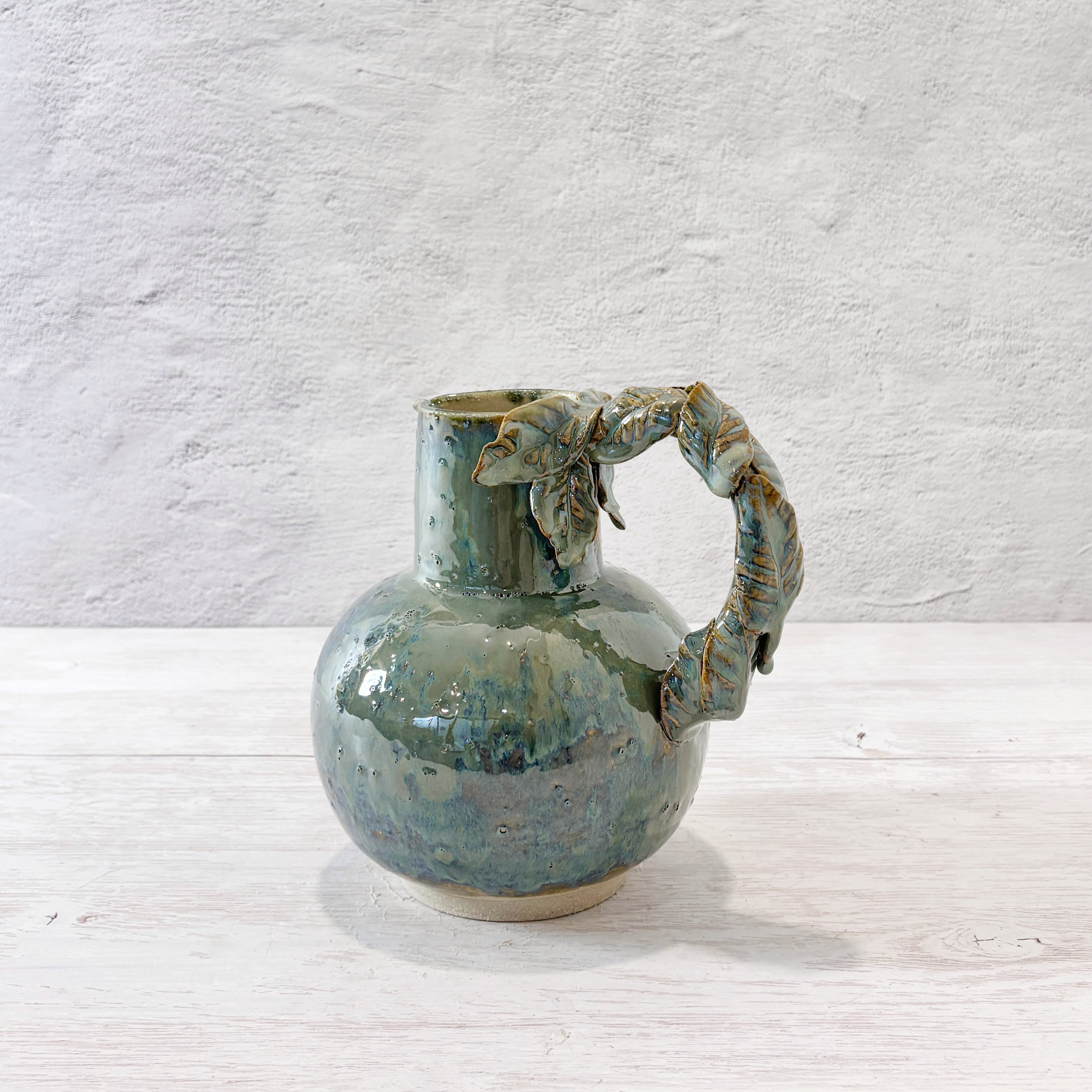 Jarra de ceramica 1.5 lts Hojas - verde