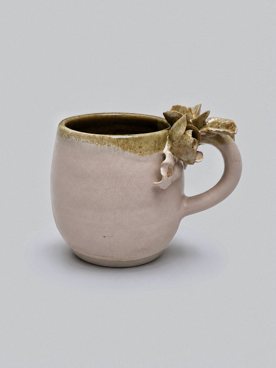 Taza de Cerámica - Asa Decorada rosas rosada
