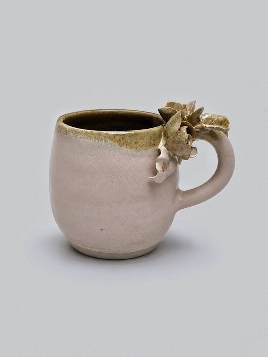 Taza de Cerámica - Asa Decorada rosas rosada