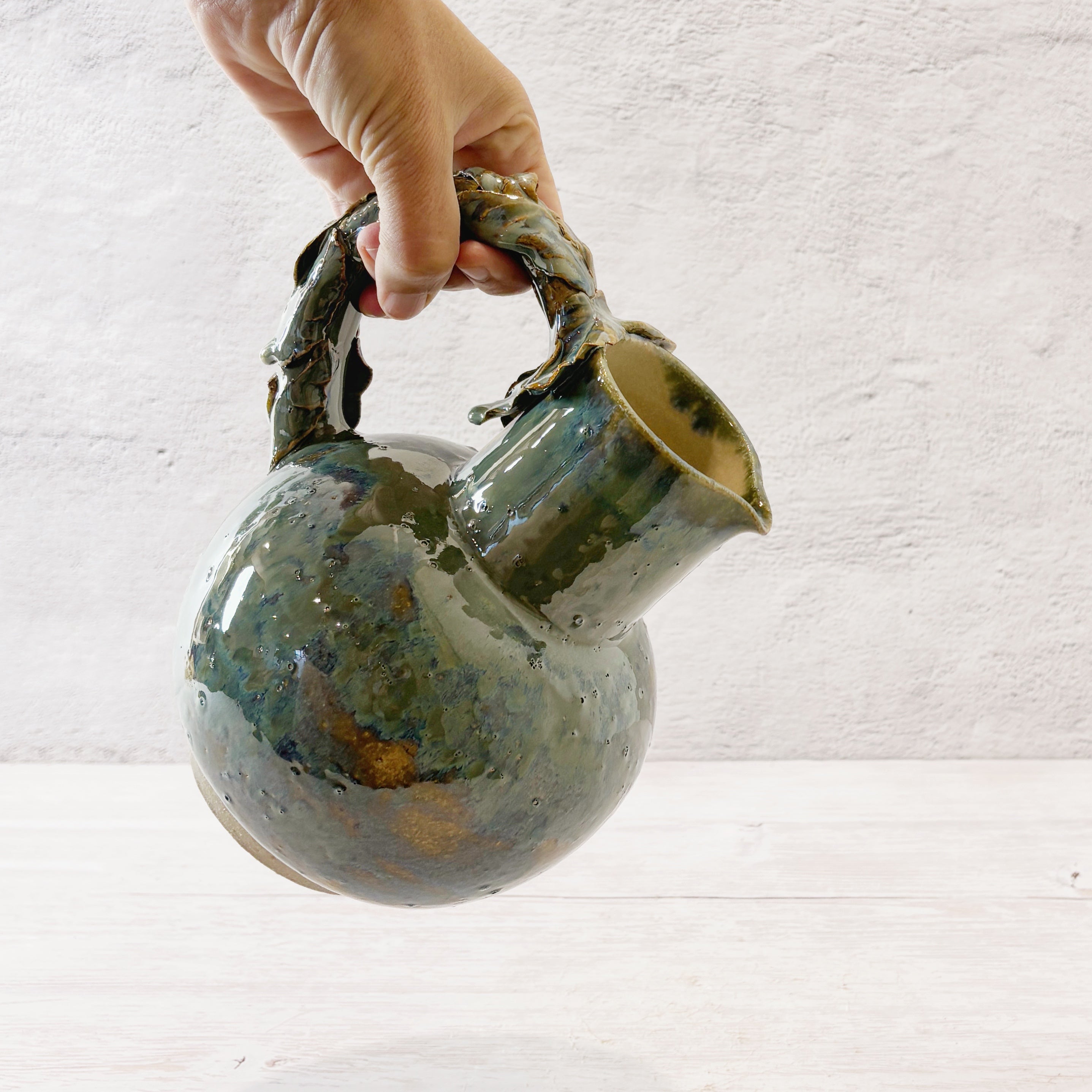 Jarra de ceramica 1.5 lts Hojas - verde