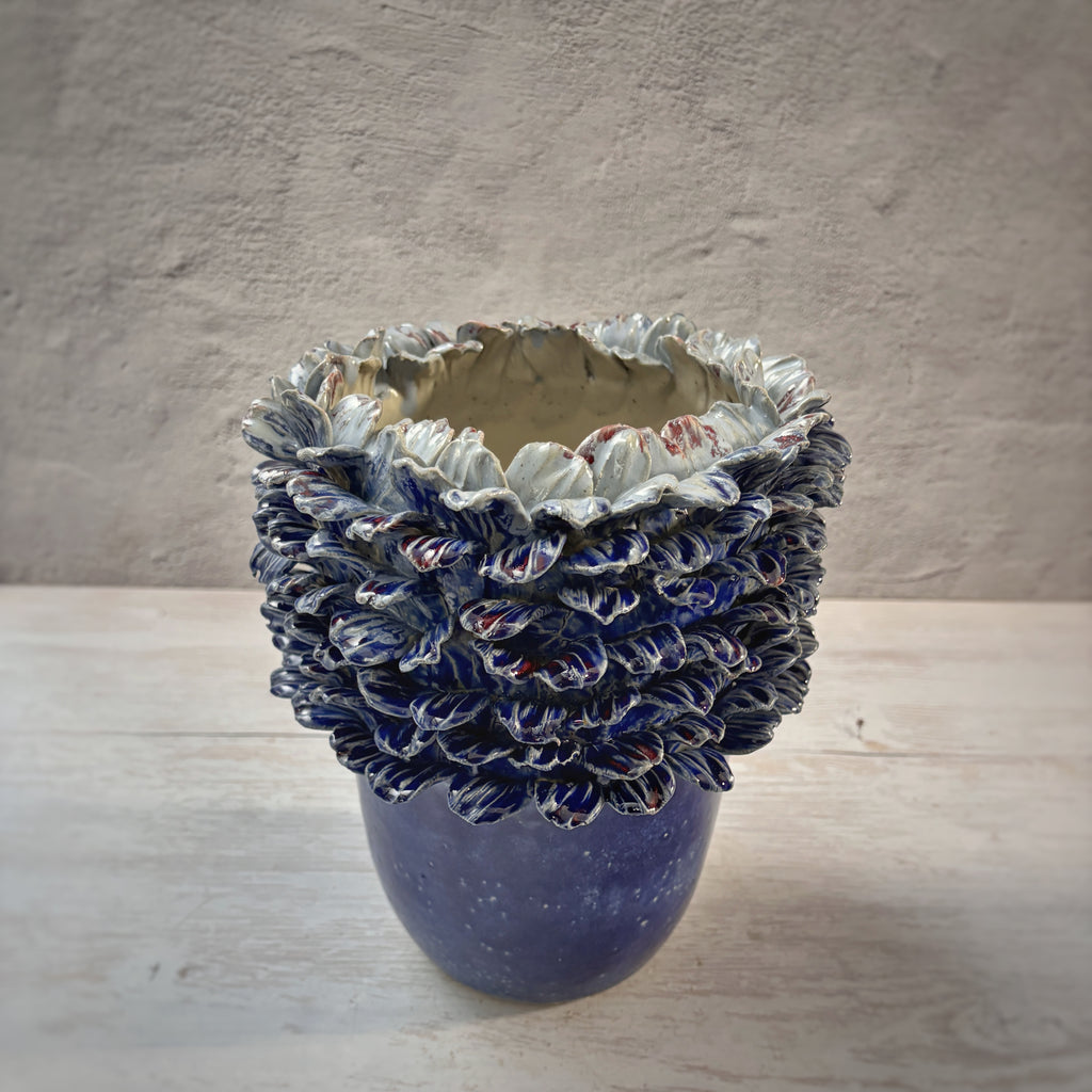 Jarrón de cerámica  Amazonas en Azules