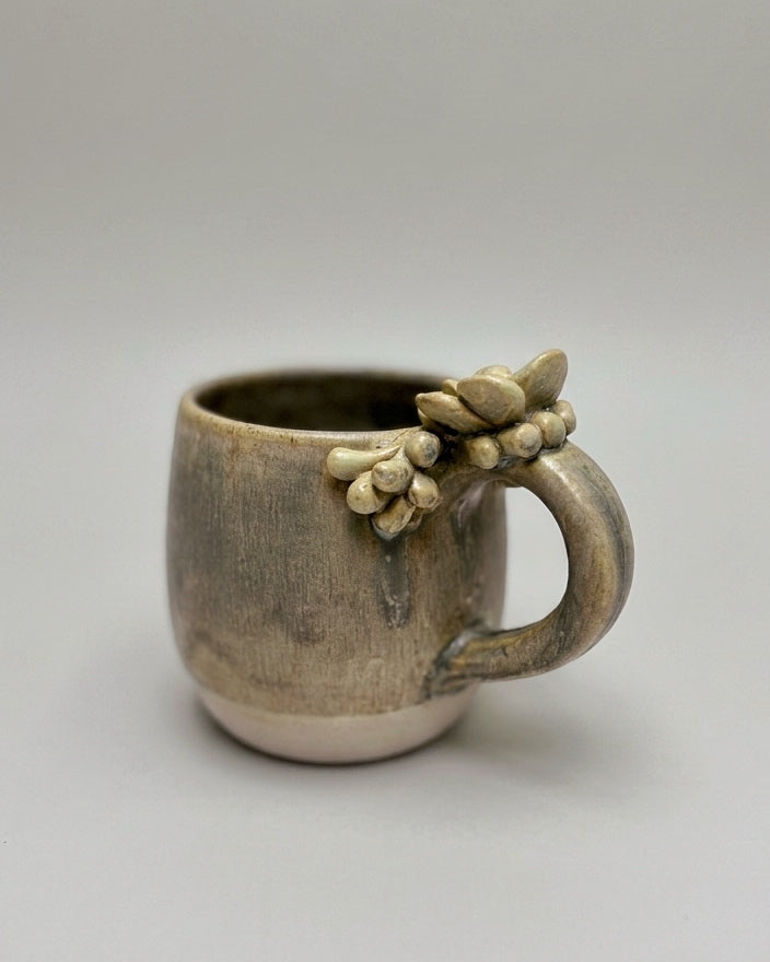 Taza de Cerámica - Asa Decorada suculentas cobre.
