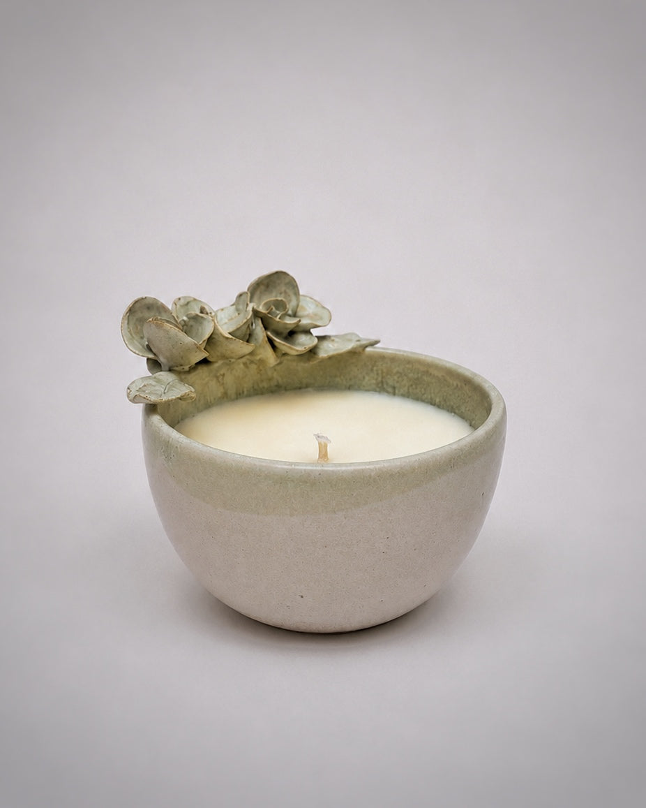 Velas aromáticas en bowl de Cerámica - rositas blanco