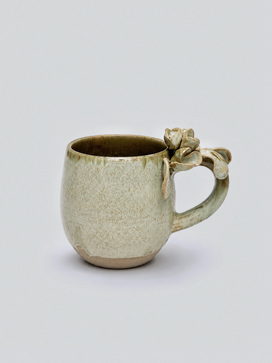 Taza de Cerámica - Asa Decorada Hortensia verde agua