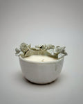 Velas aromáticas en bowl de Cerámica - rositas verde y blanco