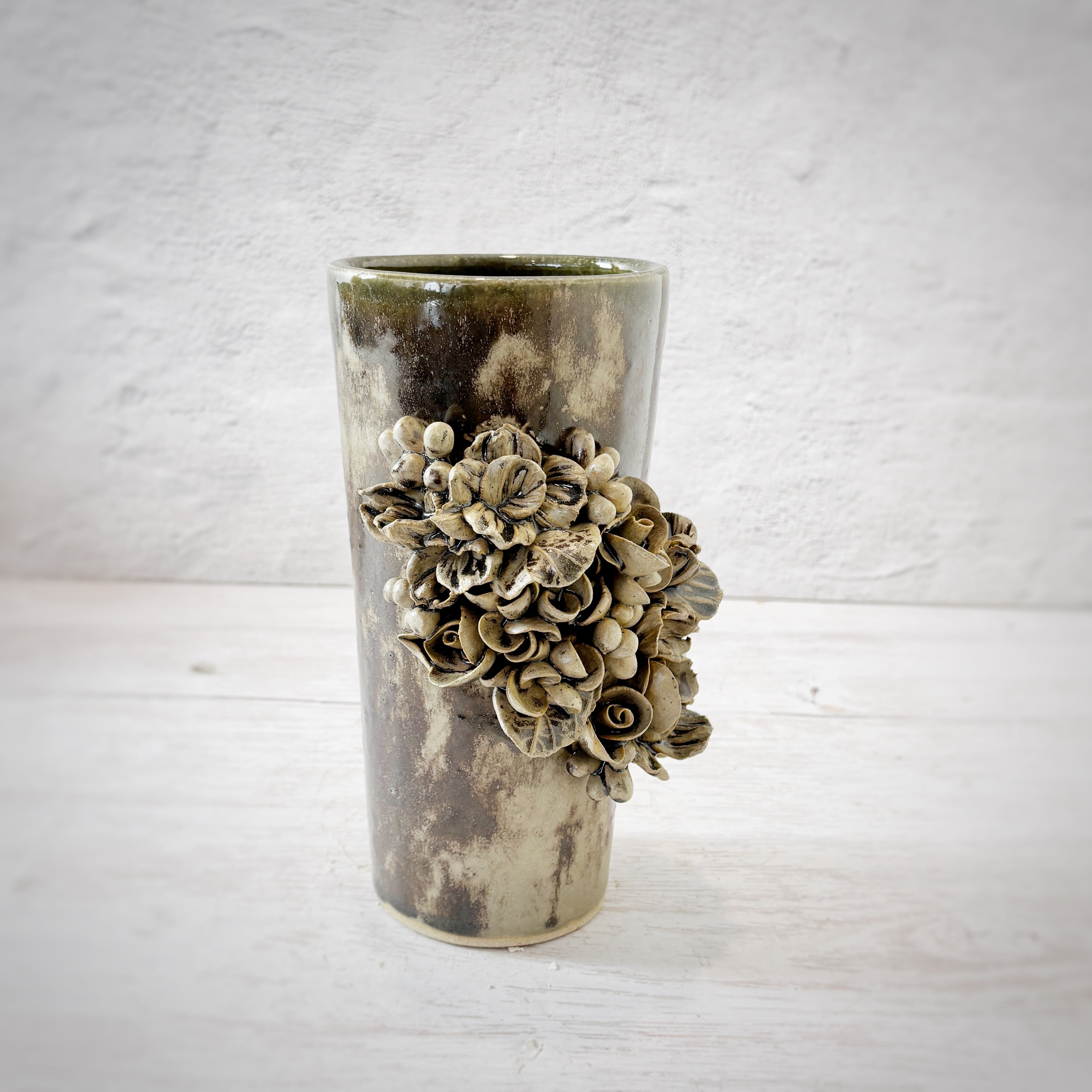 Jarrón / Florero delgado oro viejo