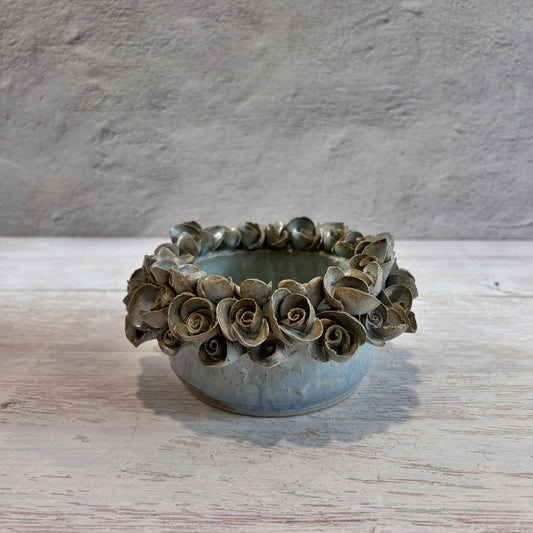Porta Vela en azules - Rosas