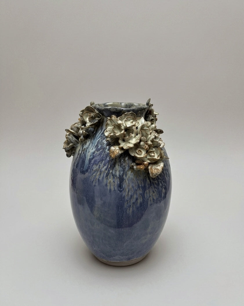 Jarrón Flores azul