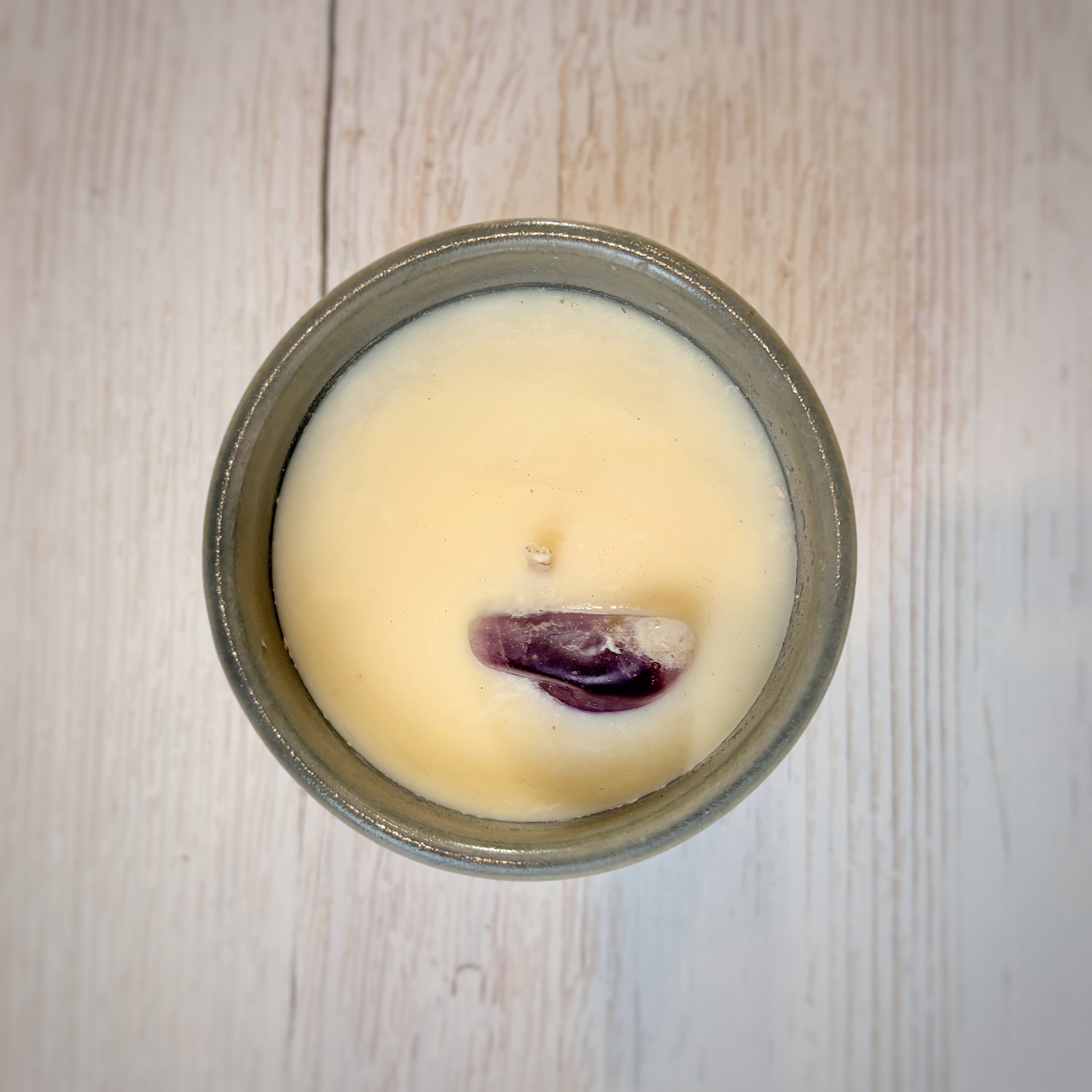 Velas aromáticas  en recipiente de cerámica Azul - con quarzos