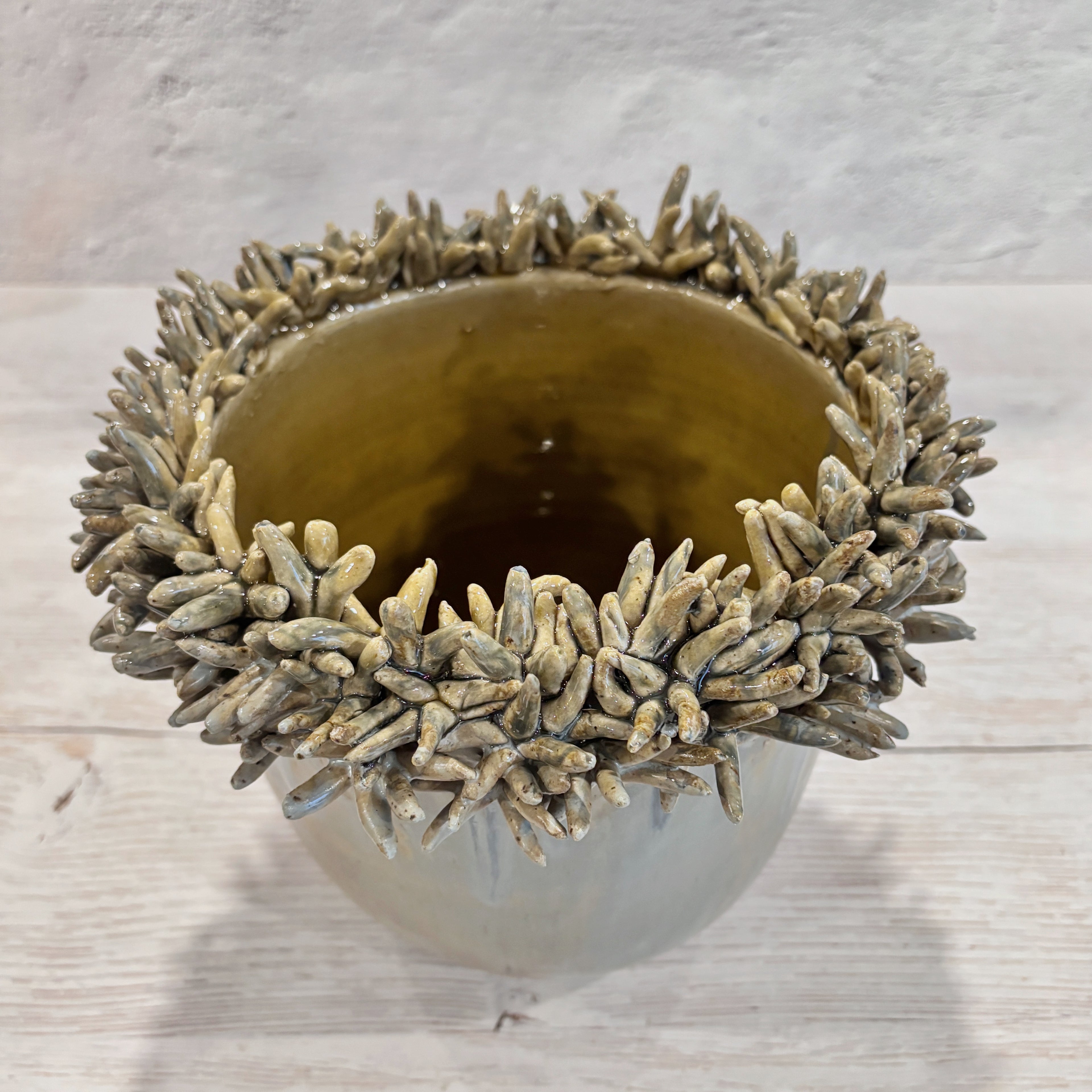 Vasija Macetero Azul y arena Suculentas