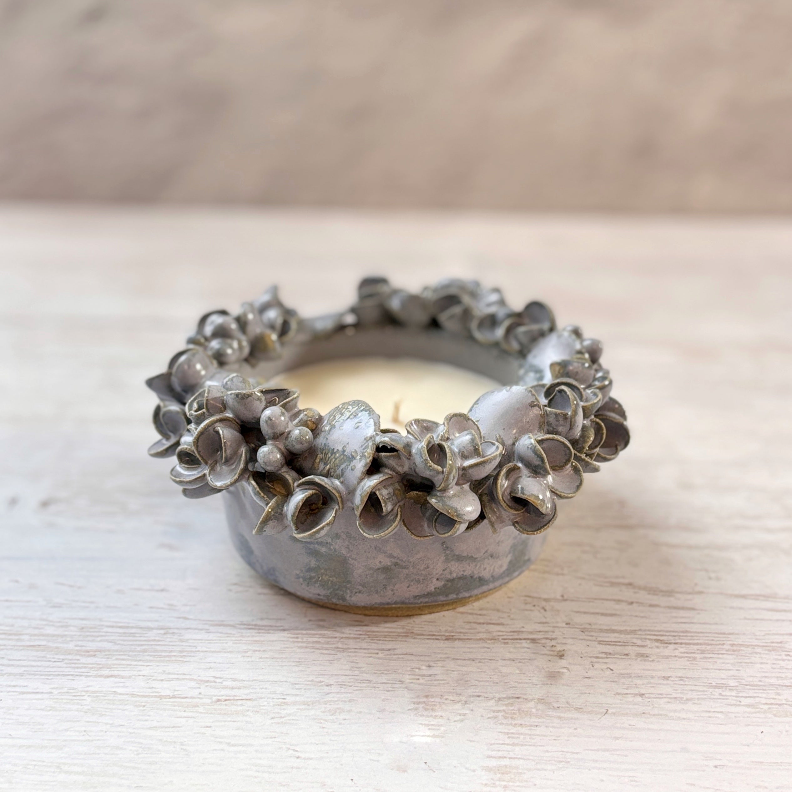 Velas aromáticas en bowl de Cerámica - Hortensia Celeste -G