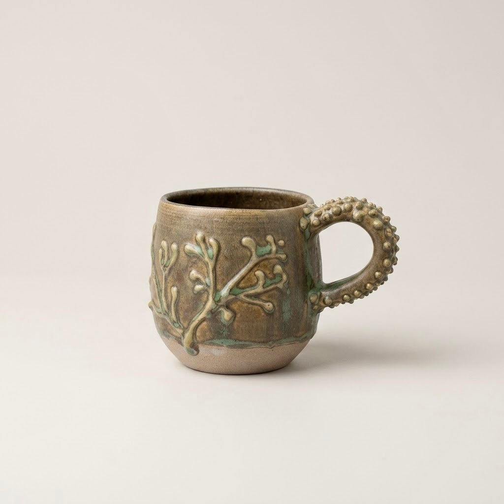 Taza botánica verde cobre